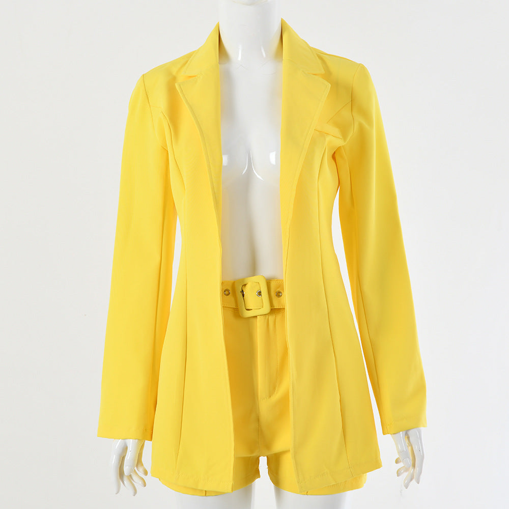 2025 Cross-border hot sale autumn and winter new women's suit casual loose suit high waist hip shorts two-piece women's suit