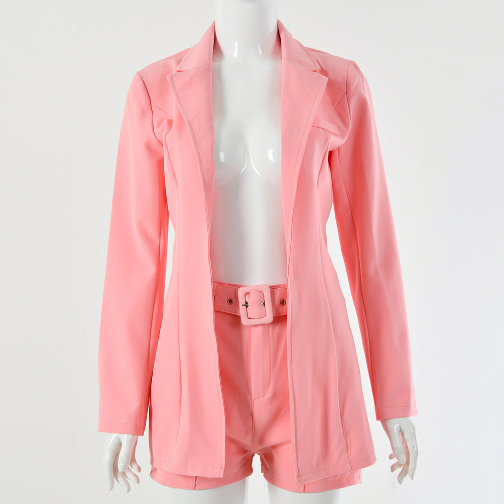 2025 Cross-border hot sale autumn and winter new women's suit casual loose suit high waist hip shorts two-piece women's suit
