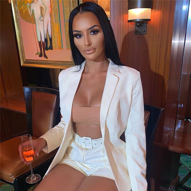 2025 Cross-border hot sale autumn and winter new women's suit casual loose suit high waist hip shorts two-piece women's suit