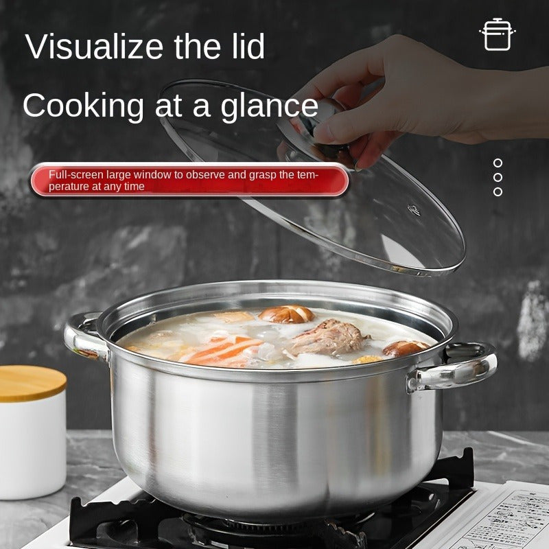 Premium Stainless Steel Cookware Set - Includes Soup, Steamer & Noodle Pots for Home and Outdoor Use