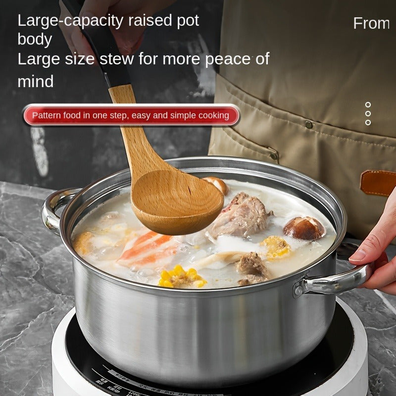 Premium Stainless Steel Cookware Set - Includes Soup, Steamer & Noodle Pots for Home and Outdoor Use