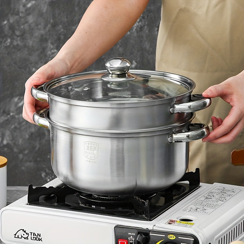 Premium Stainless Steel Cookware Set - Includes Soup, Steamer & Noodle Pots for Home and Outdoor Use