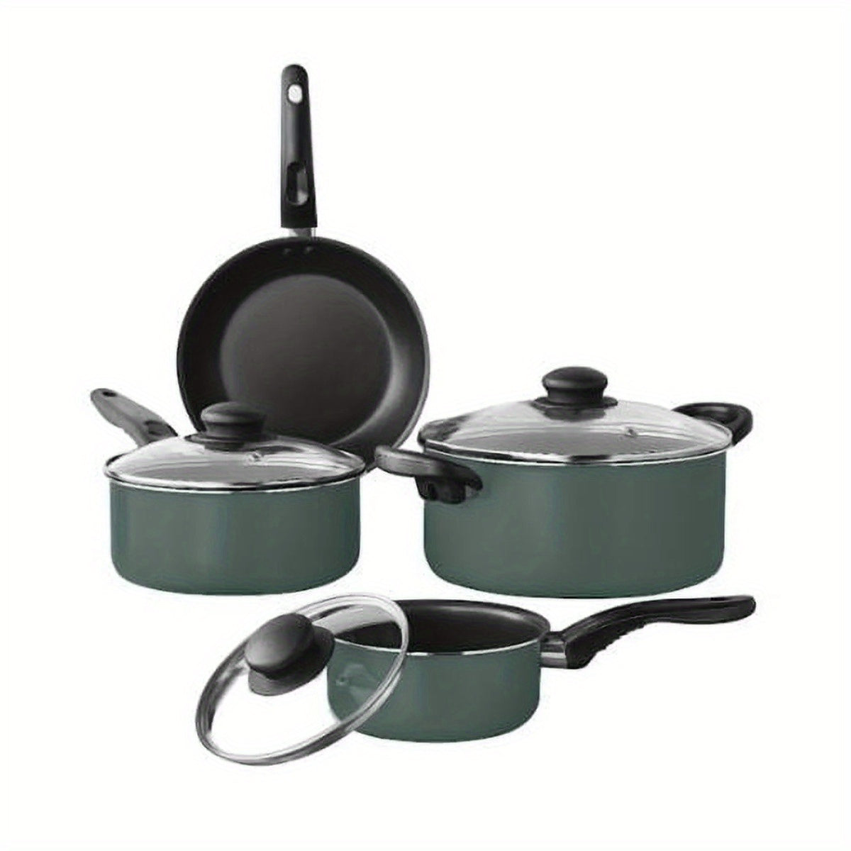 7-piece non-stick pan set: black aluminum, kitchen cooking, a combination of fashion and practicality