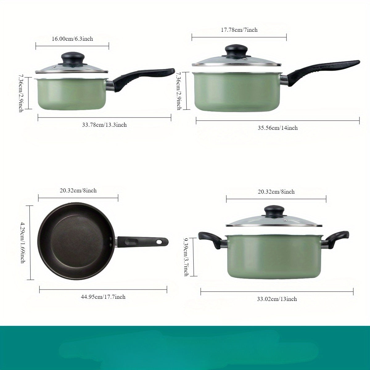 7-piece non-stick pan set: black aluminum, kitchen cooking, a combination of fashion and practicality