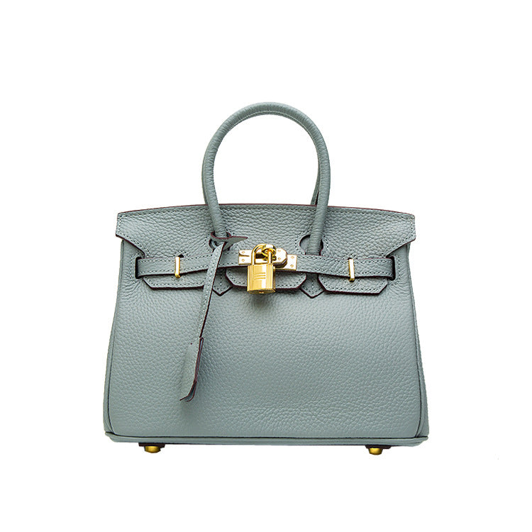 2025 H home platinum bag lychee pattern leather bag women's new first-layer cowhide fashion portable New Year's wedding bag