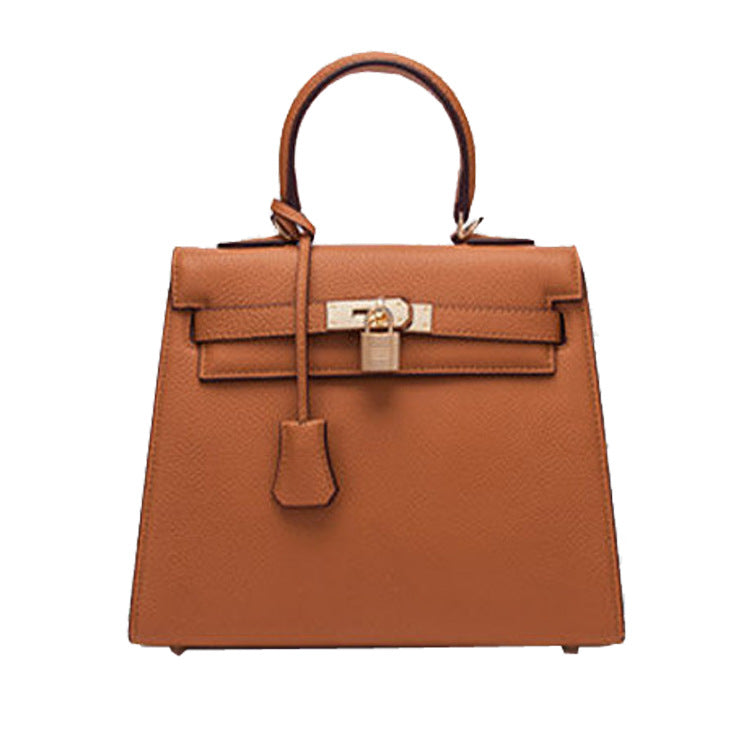 2025 new platinum bag lychee pattern first layer cowhide trendy Kelly single shoulder oblique span portable bag women