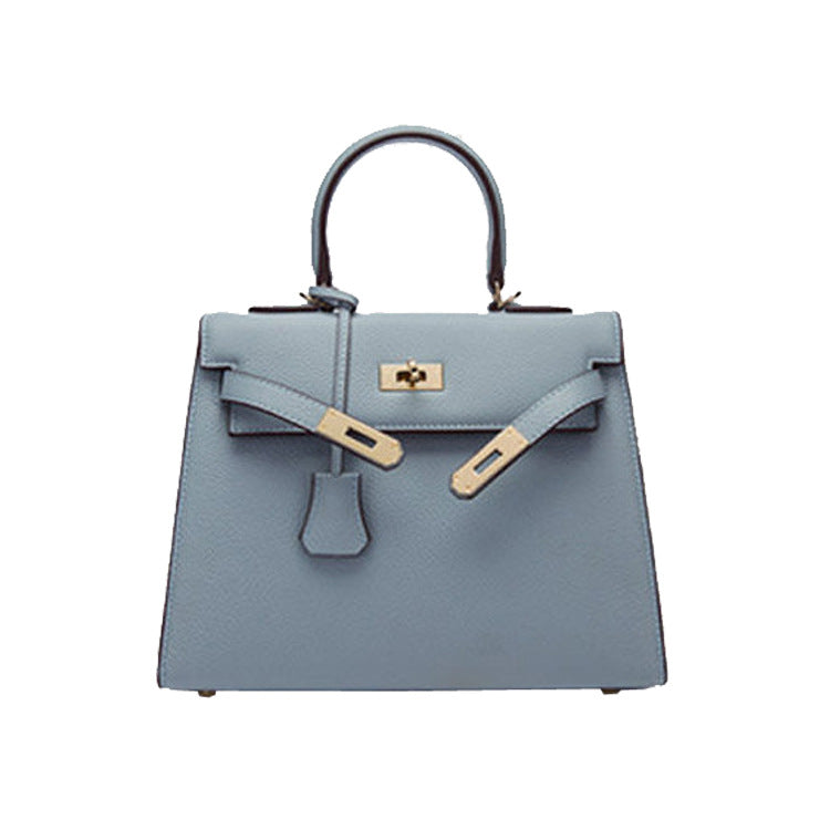 2025 new platinum bag lychee pattern first layer cowhide trendy Kelly single shoulder oblique span portable bag women