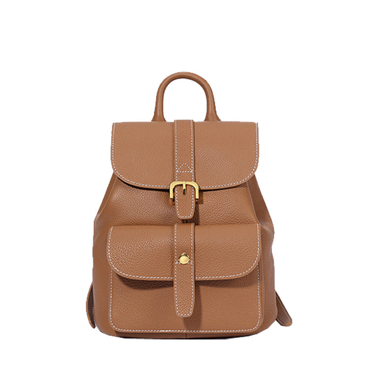 2025 Casual backpack women's autumn new trendy first-layer cowhide women's bag Korean version backpack college schoolbag ins women's tide