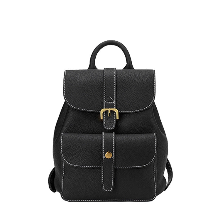 2025 Casual backpack women's autumn new trendy first-layer cowhide women's bag Korean version backpack college schoolbag ins women's tide