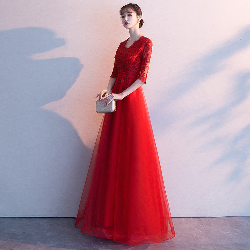 Temperament evening dress women's 2025 spring and summer new banquet elegant long black socialite annual meeting thin dress dress