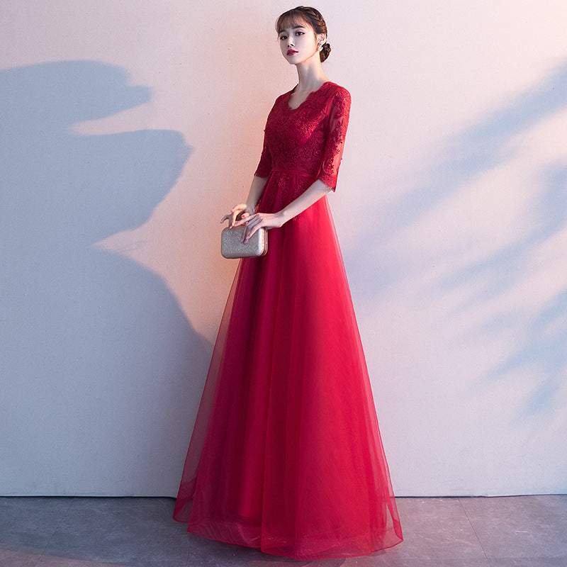 Temperament evening dress women's 2025 spring and summer new banquet elegant long black socialite annual meeting thin dress dress