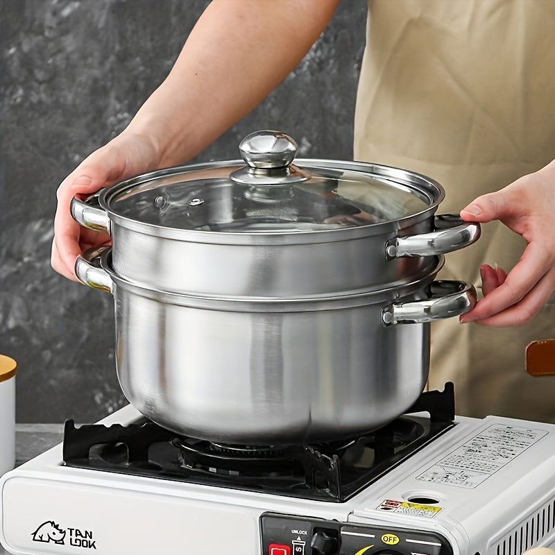 Premium Stainless Steel Cookware Set - Includes Soup, Steamer & Noodle Pots for Home and Outdoor Use