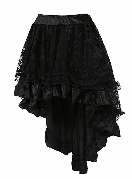 maoxiangshop group halloween costumes Corset Skirt Elastic Waist Zipper Solid Color Flocking Irregular Skirt