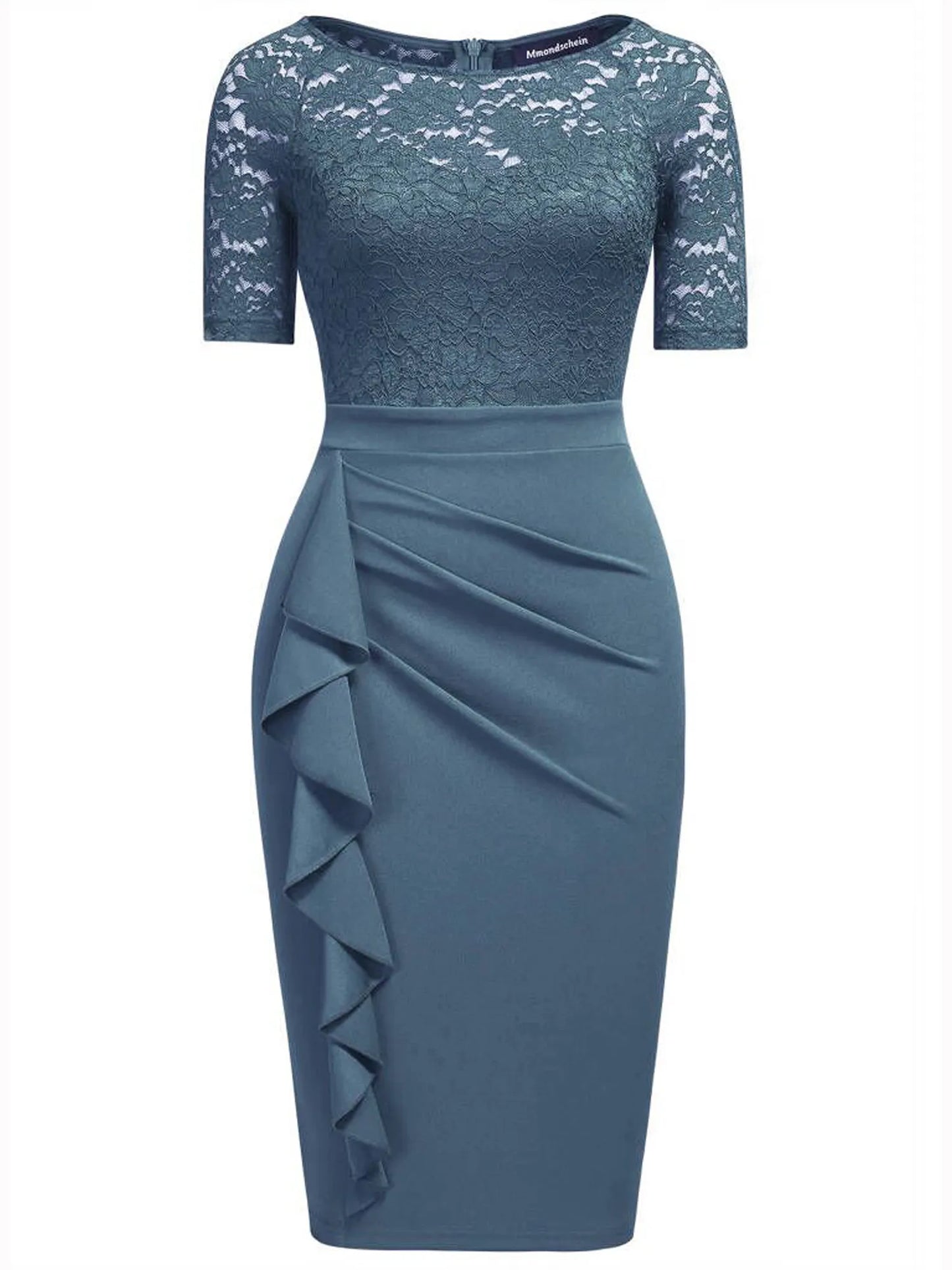 maoxiangshop Women Cocktail Party Dresses Wedding Guest Evening Lace Ruffles Elegant Casual Wear Work Bodycon Vintage