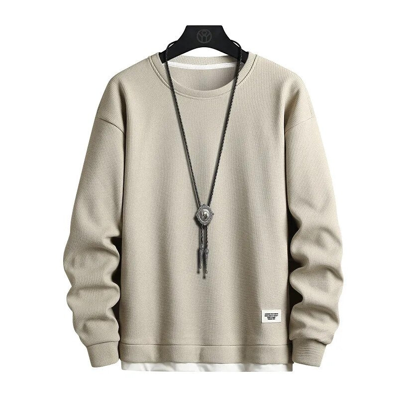 maoxiangshop Solid Color Sweatshirt Men Harajuku Hoodies O Neck long Sleeve Casual Sweatshirt Mens Pullover Tops Streetwear Man Hoodies