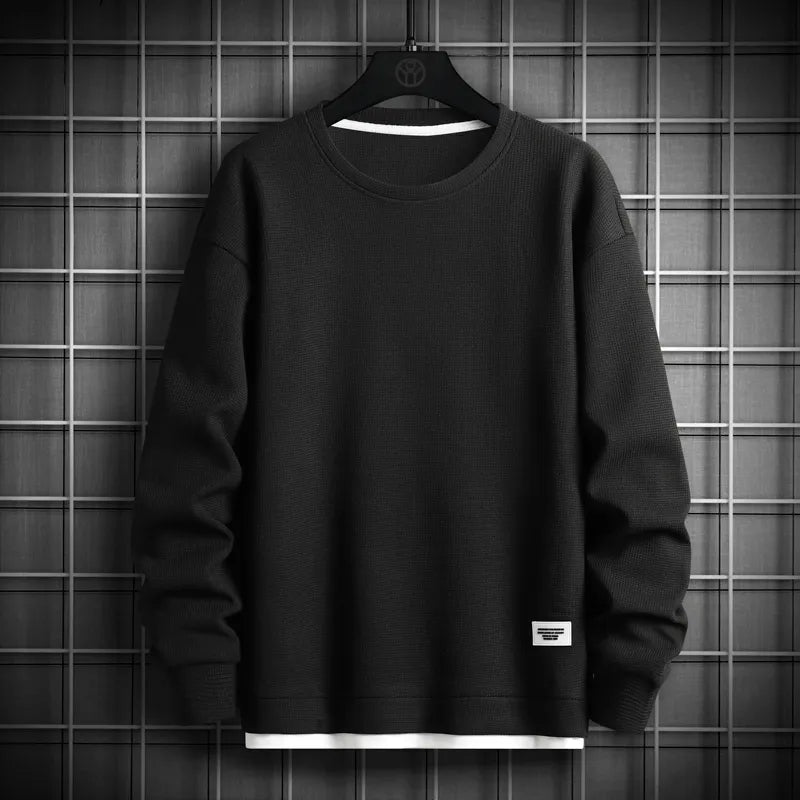 maoxiangshop Solid Color Sweatshirt Men Harajuku Hoodies O Neck long Sleeve Casual Sweatshirt Mens Pullover Tops Streetwear Man Hoodies