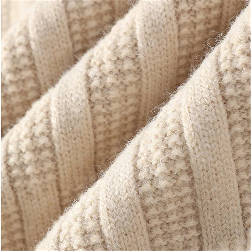 maoxiangshop Autumn Winter Men's Turtleneck Sweaters Fashion Jacquard Knitted Pullovers Men Casual Knitting Solid Color Turtleneck Sweater