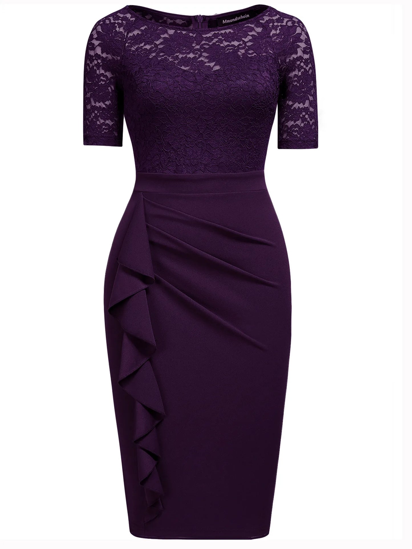 maoxiangshop Women Cocktail Party Dresses Wedding Guest Evening Lace Ruffles Elegant Casual Wear Work Bodycon Vintage
