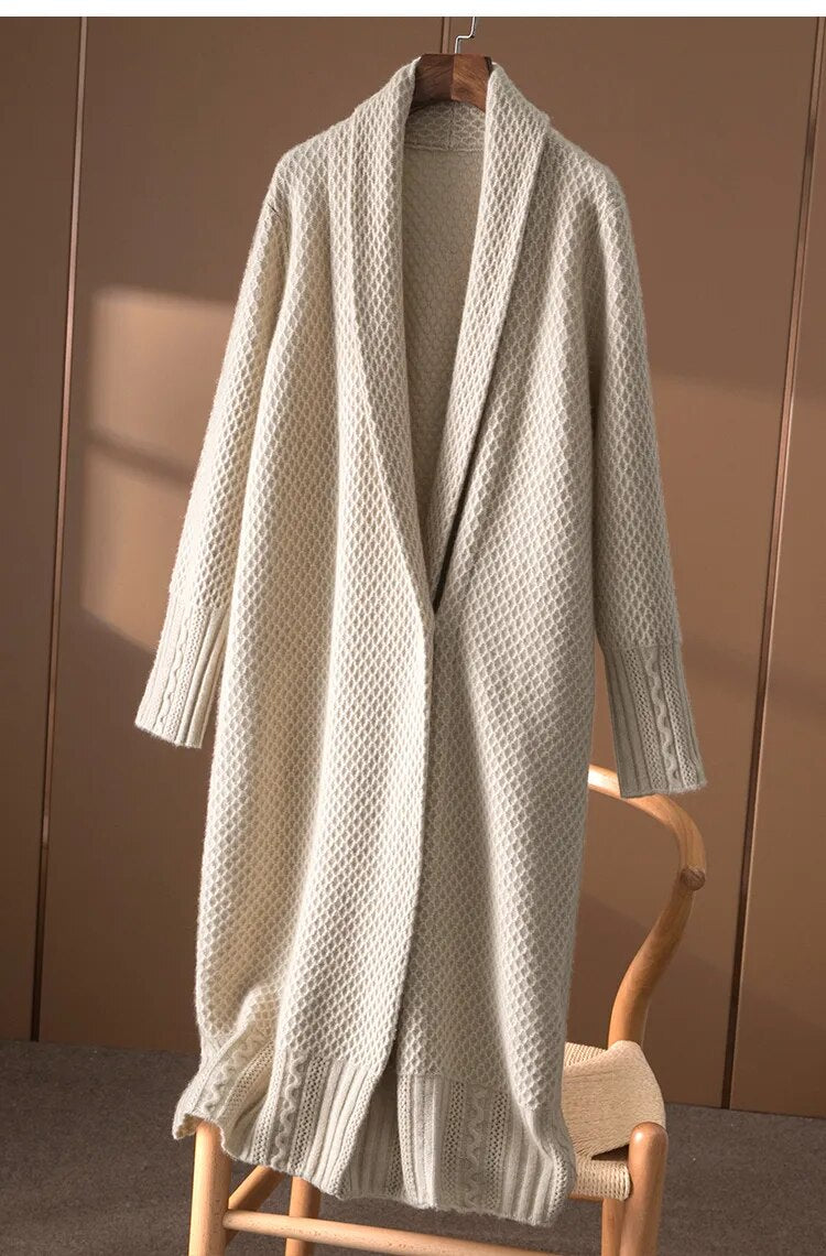 maoxiangshopCasual Long Cashmere Cardigan Women Tops Vintage Loose Sweater Coat Solid Oversized Jumper Korean Fashion Clothes