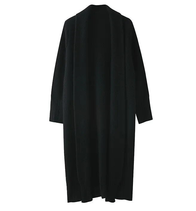 maoxiangshopCasual Long Cashmere Cardigan Women Tops Vintage Loose Sweater Coat Solid Oversized Jumper Korean Fashion Clothes