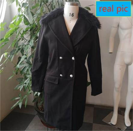 maoxiangshop New Men's Long Coats Winter Men Faux Fur Collar Wool Jacket Overcoat Black Fashion Autumn Oversize Male Casual Outwear Coat Chic