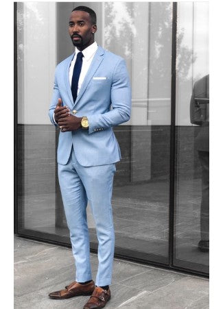 maoxiangshop Royal Blue Slim Men Suits Handsome Wedding Groomsmen Groom Tuxedos Party Pro Business 2 Piece(Jacket+Pants) Custom Made