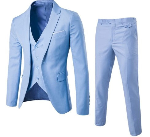 maoxiangshop Mens Wedding Suits Formal 2 Pieces Blue Single Breasted Business Evening Slim Fit Stylish Blazer Jackets and Pants Costumes
