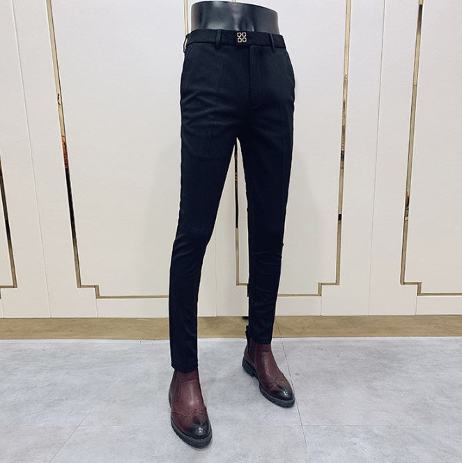 maoxiangshop Mens Business Suit Pant Male Pants Ankle Length Casual Slim Formal Trousers Elastic Pencil Pants Office Work Men Clothes