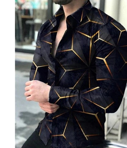 maoxiangshop Hot Sale Men's Hawaii Shirt casual slim Turn-down Collar Short Sleeve Shirt Casual brand printed monogram shirt