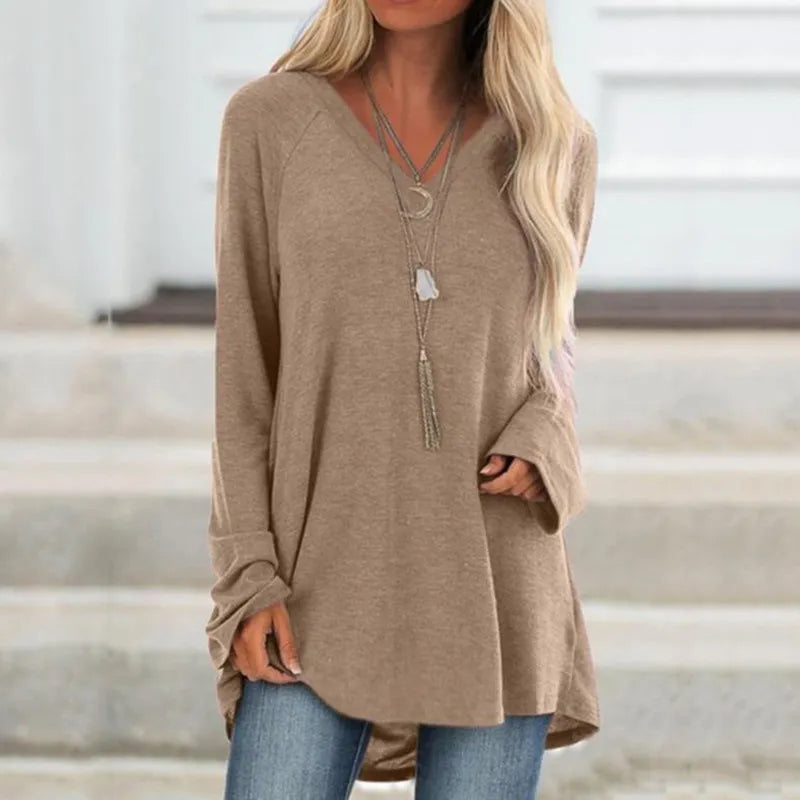 maoxiangshop Female Clothes New Spring Autumn S-8XL Oversized T-shirt Solid Long Sleeve Loose Cotton Casual Harajuku Tunic Tees Top Women's