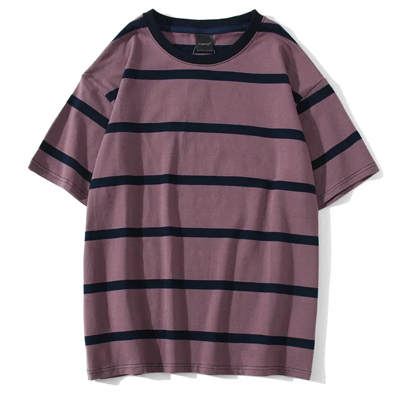 maoxiangshop Mew Men T Shirt Color Block Print 3 Color Optional Tee Shirts Simple High Street Basic All Match Cargo Tops Mens Streetwear