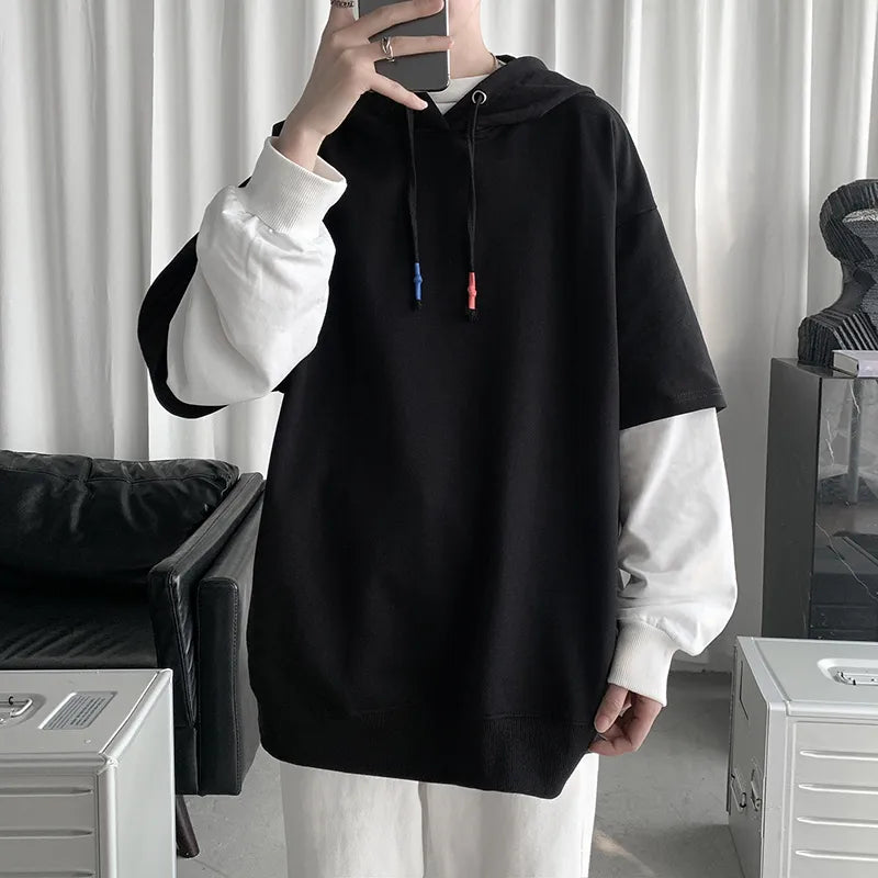 maoxiangshop Hoodie Men Spring Autumn Fashion Harajuku Patchwork Casual Oversized Hoodies Hip Hop Sweatshirt Men's Streetwear 7 Colors