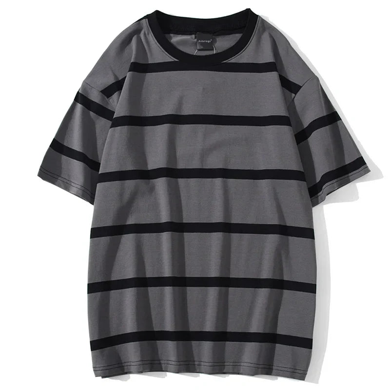 maoxiangshop Mew Men T Shirt Color Block Print 3 Color Optional Tee Shirts Simple High Street Basic All Match Cargo Tops Mens Streetwear