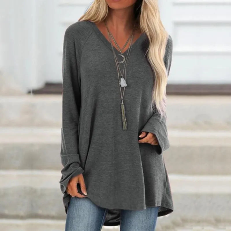 maoxiangshop Female Clothes New Spring Autumn S-8XL Oversized T-shirt Solid Long Sleeve Loose Cotton Casual Harajuku Tunic Tees Top Women's
