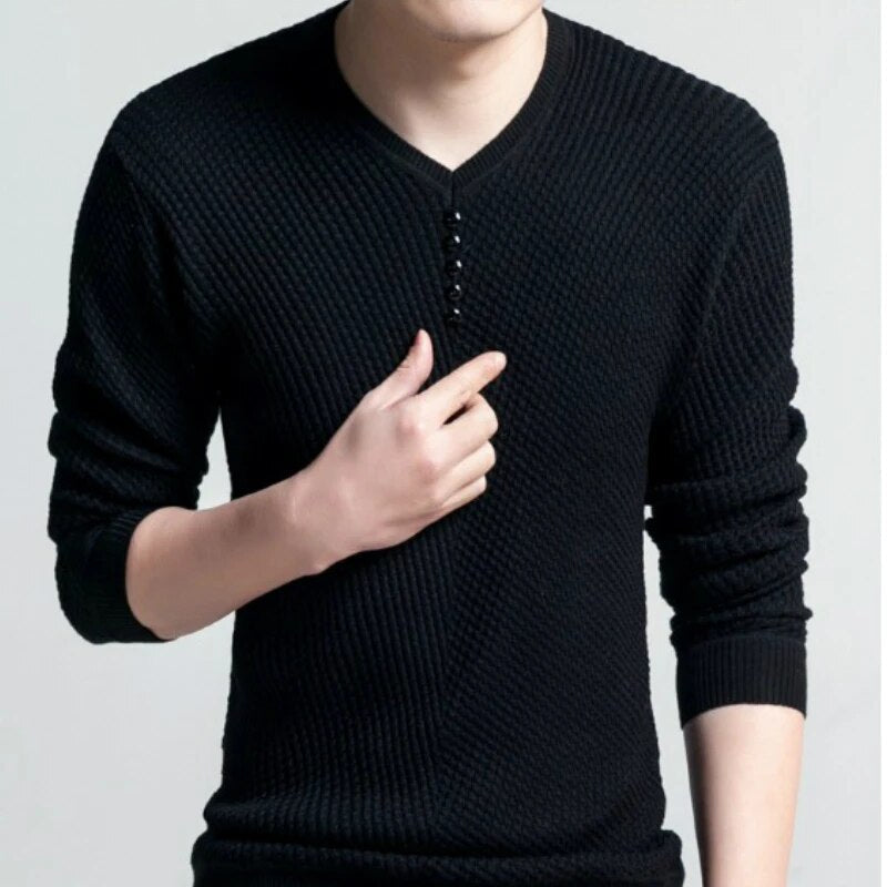 maoxiangshop Hot Sale Solid Color Pullover Men V Neck Men Sweater Casual Long Sleeve Brand Mens Sweaters High Quality Wool Cashmere Sweaters