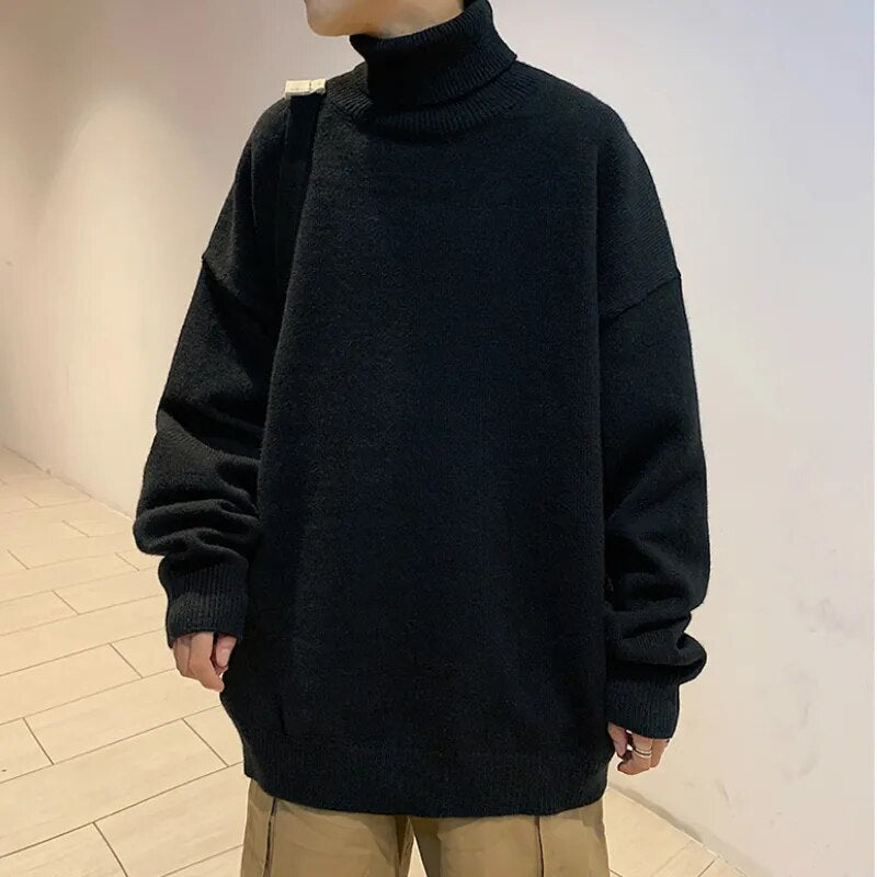 maoxiangshop Knitted Warm Sweater Men Turtleneck Sweater Men's Loose Casual Pullovers Bottoming Shirt Autumn Winter New Solid Color Pullovers