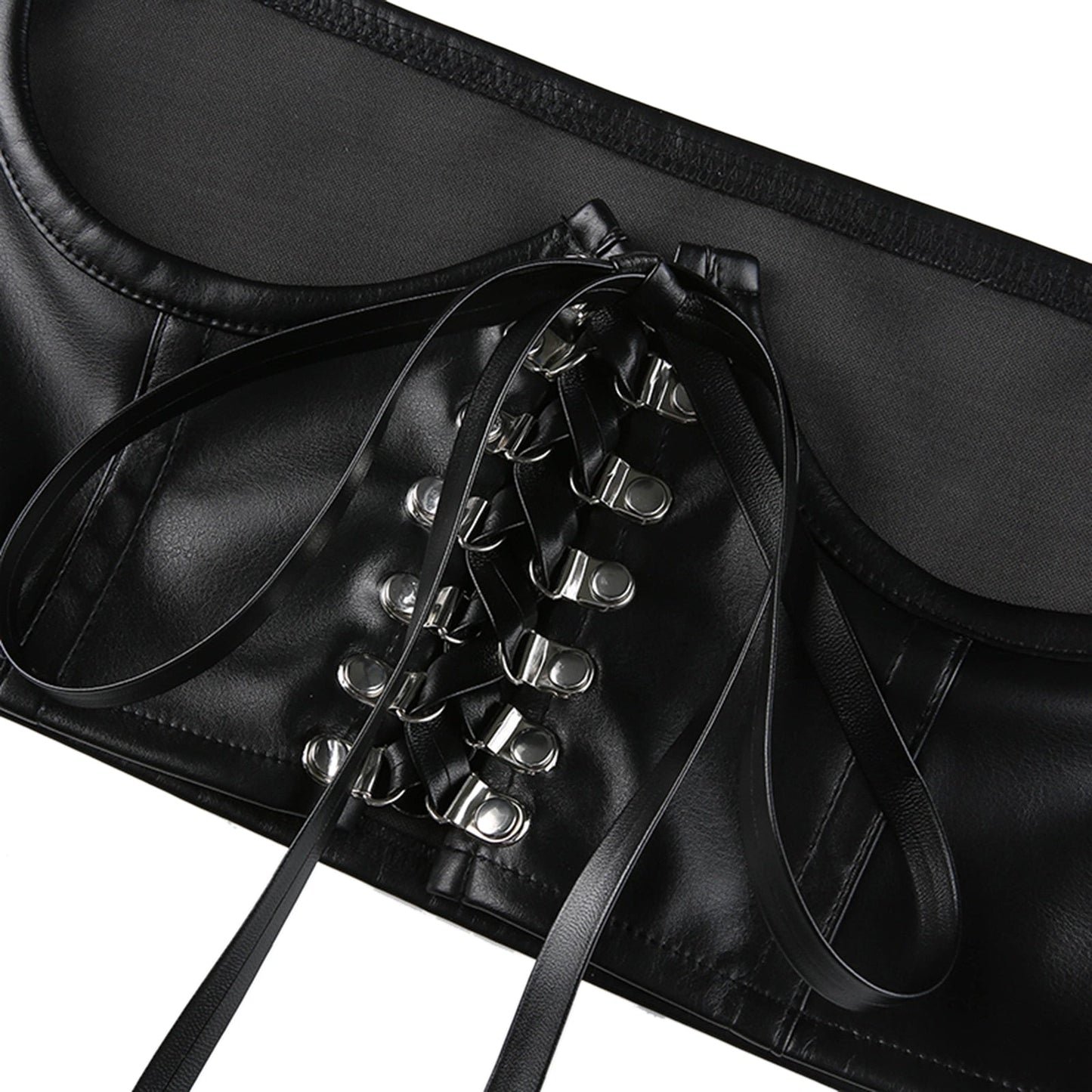 maoxiangshop Women Garters faux Leather Vest Metal Buckle Lace Up Tight Fitting Camisole Blouse Female Waist Belt Straps Suspenders Belt