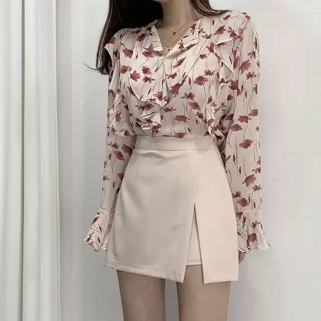 maoxiangshop Mini Skirts Women Irregular Solid Side-slit Stretchy Korean Style Trendy Chic OL High Waist Female Bottom Popular Spring Autumn
