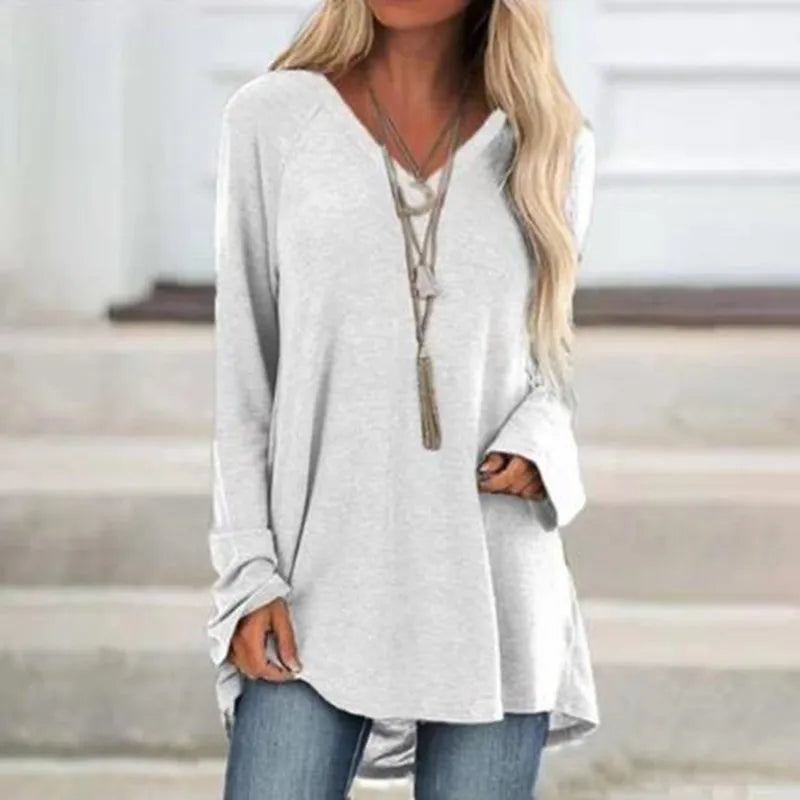 maoxiangshop Female Clothes New Spring Autumn S-8XL Oversized T-shirt Solid Long Sleeve Loose Cotton Casual Harajuku Tunic Tees Top Women's