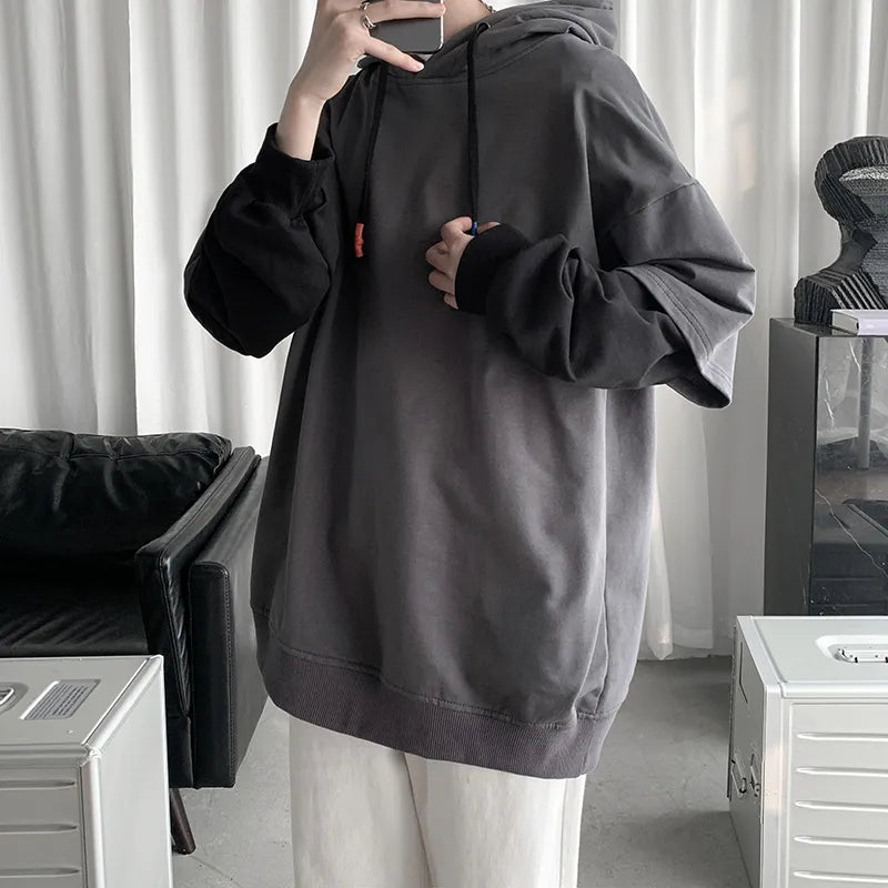maoxiangshop Hoodie Men Spring Autumn Fashion Harajuku Patchwork Casual Oversized Hoodies Hip Hop Sweatshirt Men's Streetwear 7 Colors