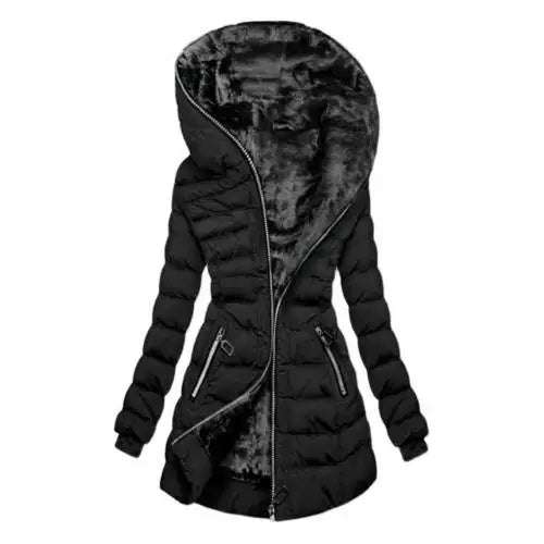maoxiangshop Women Coat Long Sleeve Slim Waist Thick Elastic Cuff Quilted Lady Coat Winter Overcoat for Home