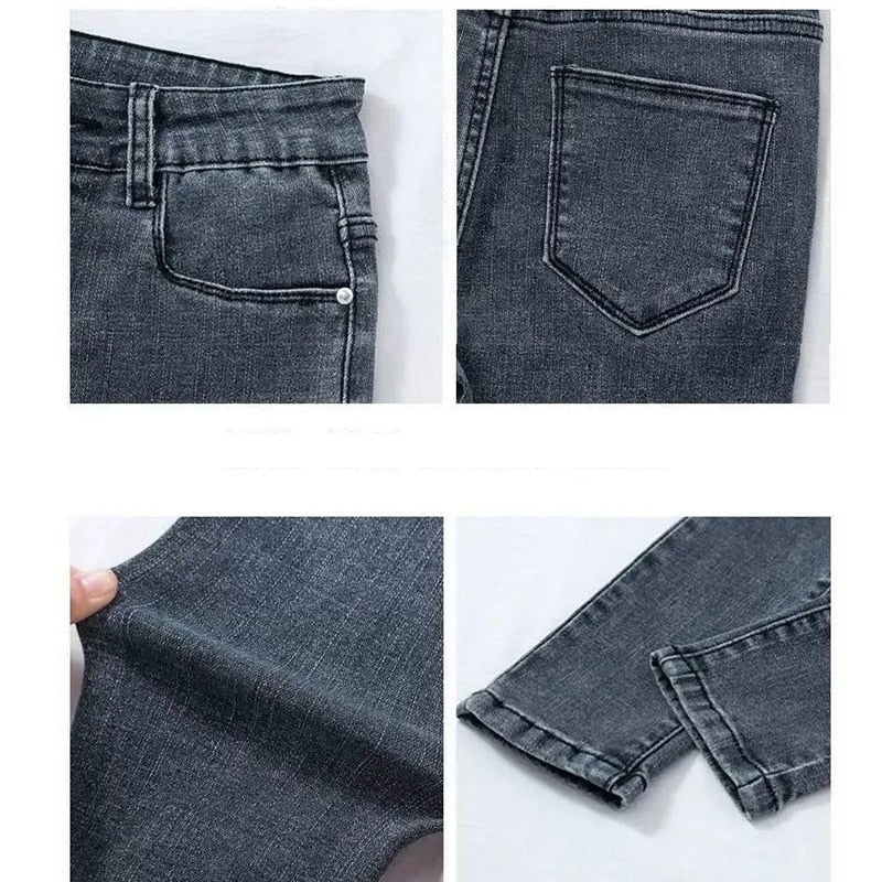 maoxiangshop New Women Jeans Autumn Elastic Pencil Trousers High Waist Ladies Tight Clothing Slim Fit Casual Skinny Denim Pants Women