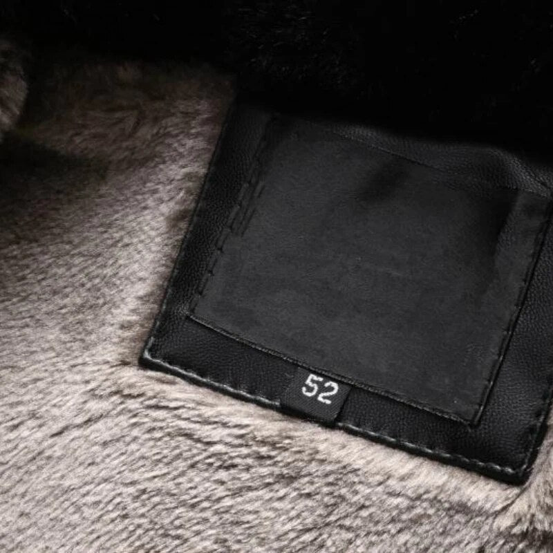 maoxiangshop Winter Men's Leather Plus Velvet Thick Fur One Lapel Leather Jacket Warm Casual Slim Smart Mens Leather Jacket Male Winter Coats