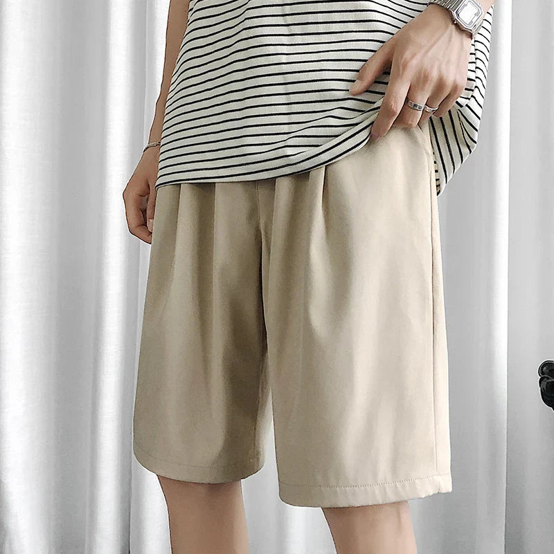maoxiangshop Men Casual Shorts Soft Drawstring Male Summer Breathable Running Knee-length Trousers Oversize Solid Baggy Pocket-pants Hombre