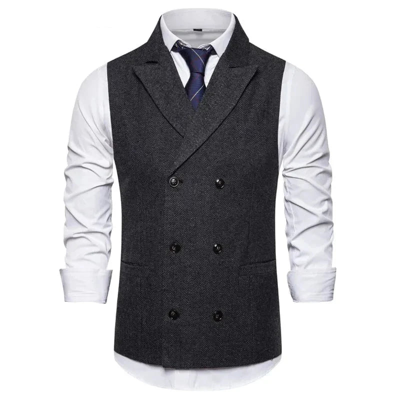 maoxiangshop Vest Men Double Breasted Suit Vests Men Mens Sleeveless Suit Vest Waistcoat Vintage Formal Blazers Waistcoat for Wedding chaleco