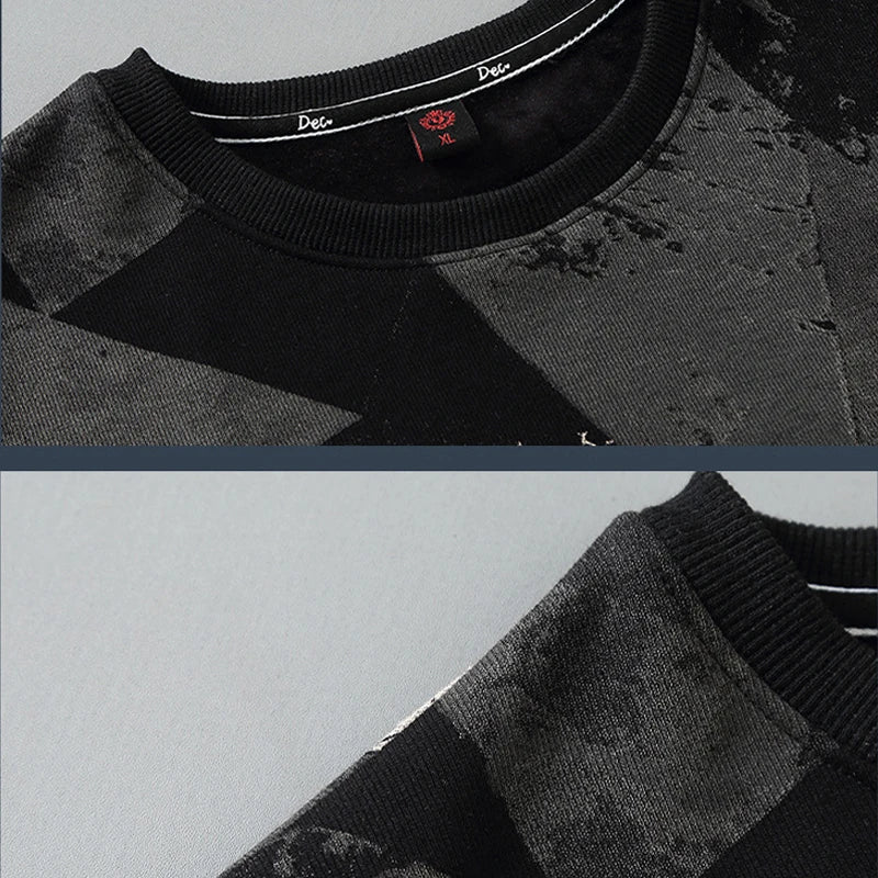 maoxiangshop Autumn Winter Fleece Sweatshirts Men Plus Szie 9XL 10XL Sweatshirt Fashion Hip Hop Geometric Graffiti Pullover Male Baggy Tops