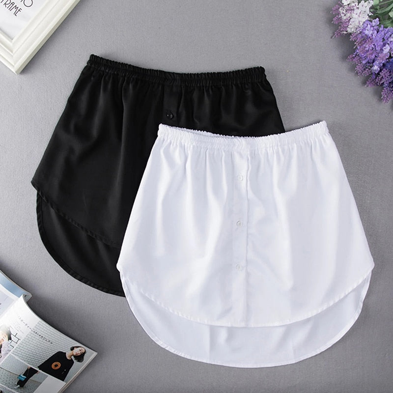 maoxiangshop Detachable Underskirt Cotton Shirt Extender for Women Irregular False Skirt Tail Blouse Hem Plaid Mini Skirt Extender Hemline