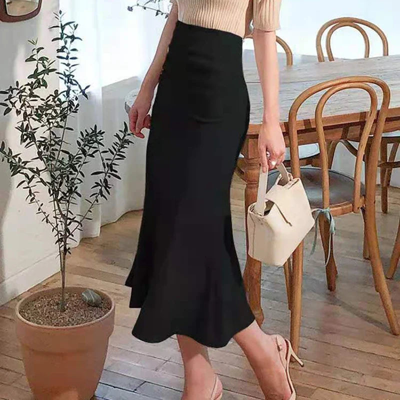 maoxiangshop Elegant Office Long Skirts Women Fashion High Waist Bodycon White Black Skirt French Y2k Slim Corset Bridal Maxi Skirt XL