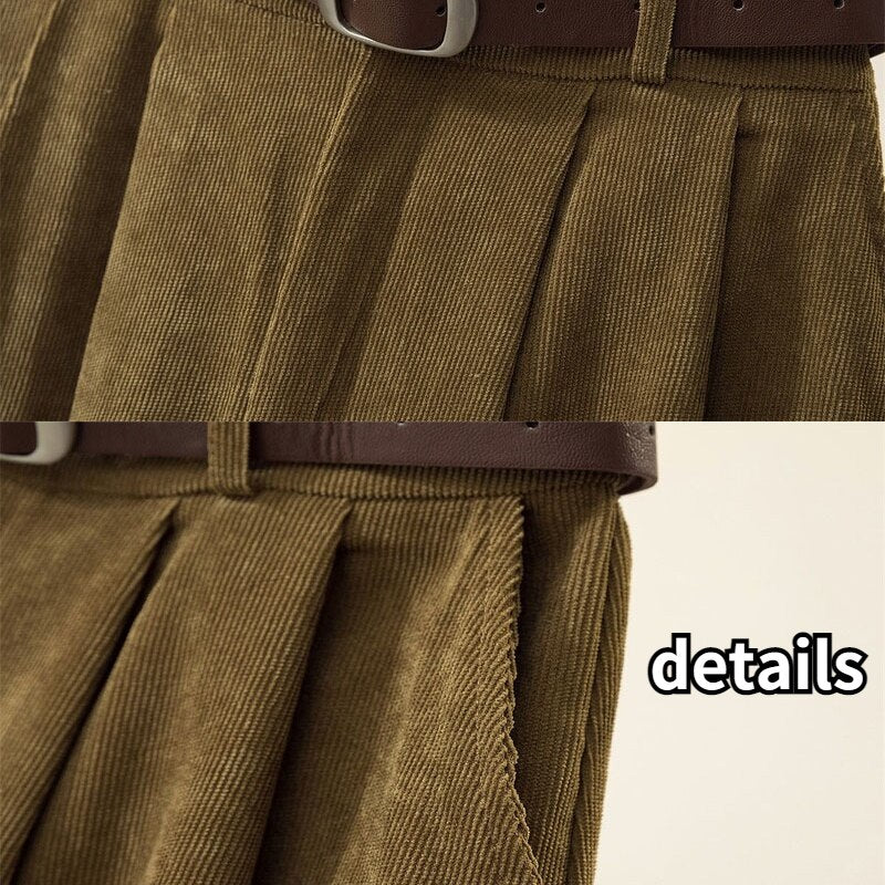 maoxiangshop Long Skirts Women Corduroy Classy Tender Retro Autumn College Ladies Cozy Ins Prevalent Basic Leisure All-match Feminino Newest