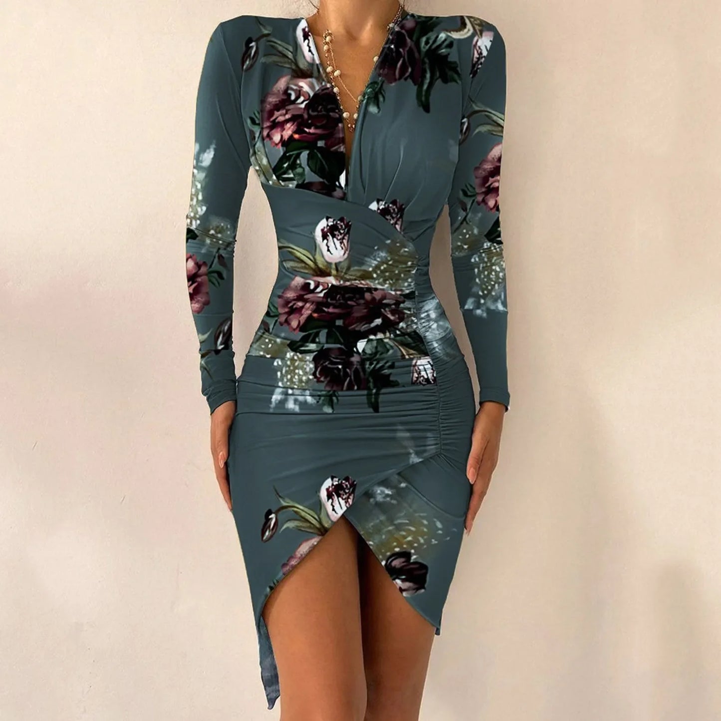 maoxiangshop Party Dresses For Women Fashion Elegant Hot Stamping Sequins Dress women Irregular-Hem Sexy Deep V-Neck Bodycon Dresses